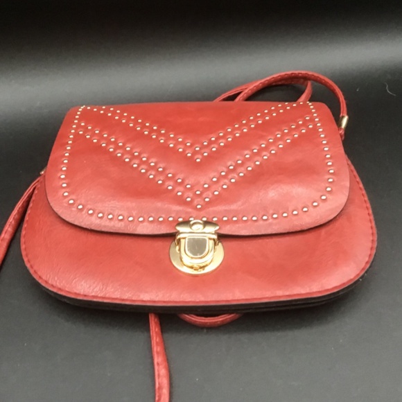Red and Studded Small Crossbody Purse - Picture 2 of 7